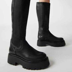REX BLACK LEATHER Boots_Steve Madden_size 7 _women_leather_brand new
